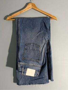 Sandro Paris High Rise Wide Flared Leg Fray Hem Denim Sz 36FR/US Small